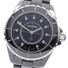 CHANEL J12 H2124 Date Black Ceramic 11P Diamond Quartz Men's Watch_969426