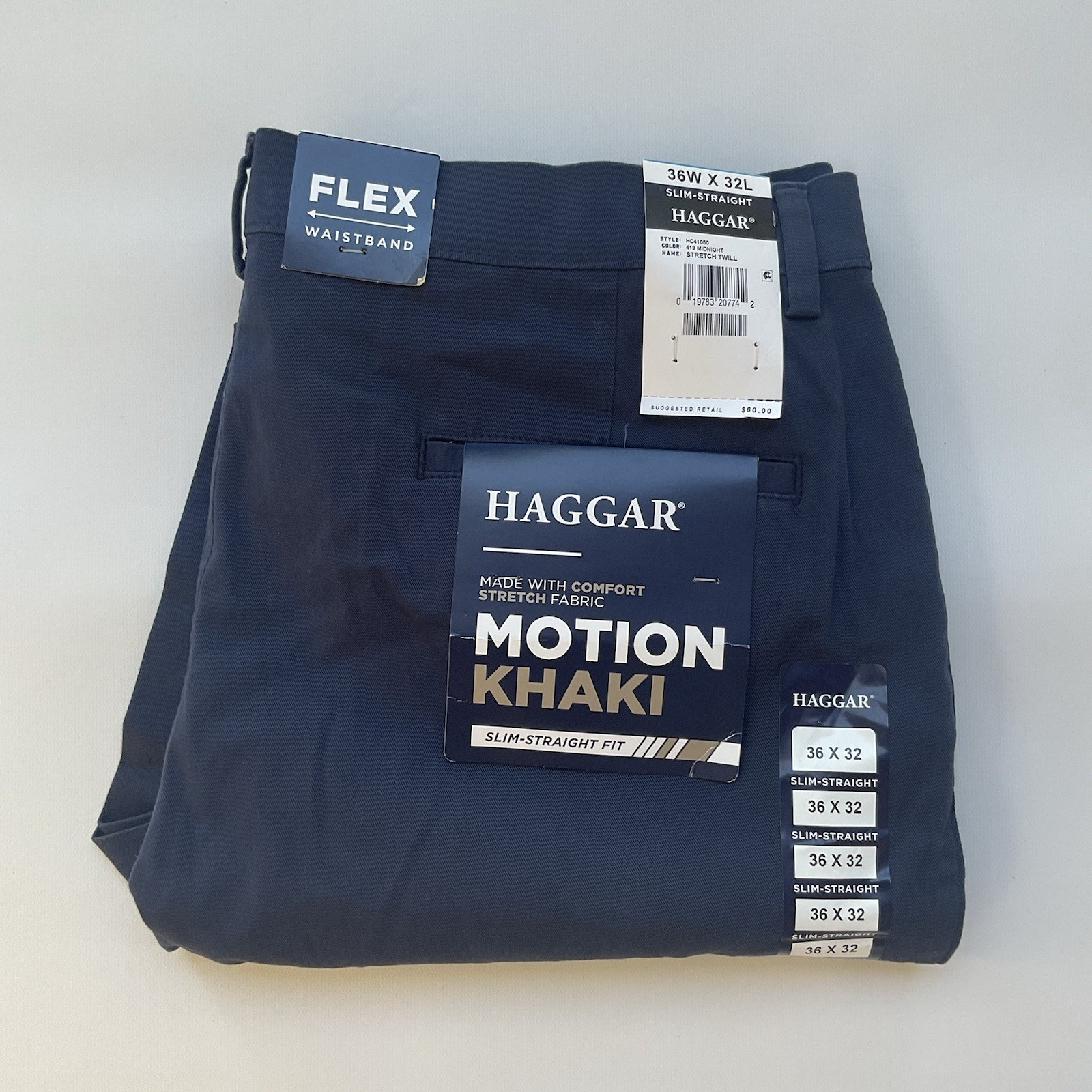 $60 Haggar Men&rsquo;s Slim Straight Fit Stretch Twill Midnight 