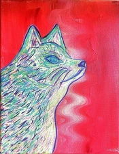 Spirit Wolf Acrylic Painting 8x10 Abstract Expressionist Animal Art Billie Bakhs