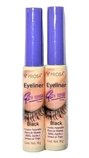 2 PACK! Prosa 4 en 1 Black Eye Liner 0.35 Oz Delineador Soft Brush Tip Eyeliner