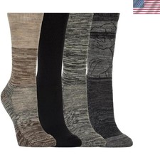 Luxury Extra-Fine Merino Wool Crew Socks for Women - 4 Multi-Color Pairs