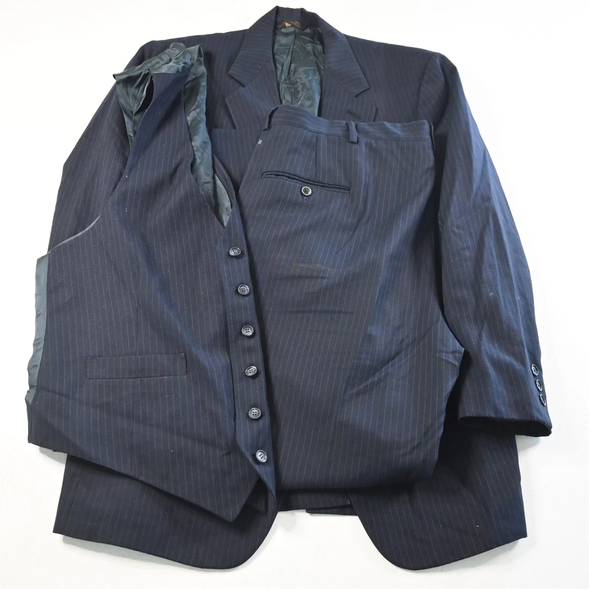 Traje Masculino 3 Piezas Richard Paul – Negro, Chaqueta Lisa, Pantalón A Rayas, Funeral Masónico
