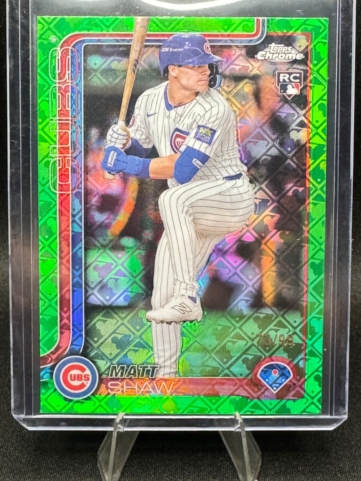2025 Topps Chrome Logofractor Matt Shaw #219 Green Refractor  /99 (RC) Cubs