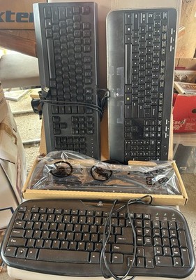 Logitech, onn Standard Wired Keyboards Black Lot of 3 QWERTY English