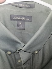 Eddie Bauer Men's Wrinkle Free Gray Relaxed Fit Button-Down Shirt Size L
