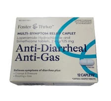 Anti-Diarrheal Anti-Gas Multi-Symptom Relief Caplets Foster & Thrive 12 Count