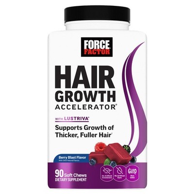 Force Factor Hair Growth Accelerator Soft Chews Berry Blast 90 Count Non GMO