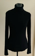 Womens Black Turtleneck Long Sleeve Pullover Rayon Knit Top Size M By SANCTUARY