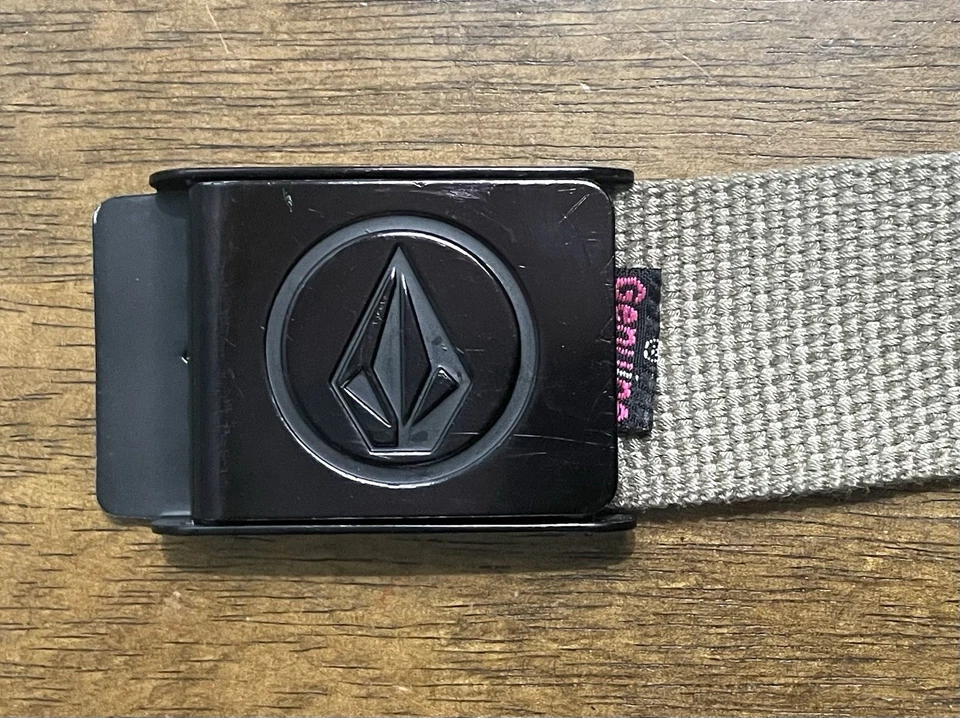 Volcano Tan Canvas Belt Sz38 or Smaller 1.5”Wide Logo Bottle Opener Bkl GUC - Image 3 of 4