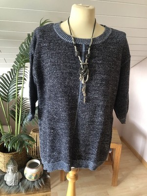 Via Appia Pullover 3/4 Ärmel jeansblau mit Glitzer