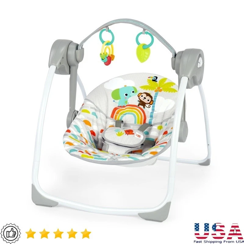 Portable Baby Swing Lightweight Foldable 2 Recline Positions 10 Melodies New