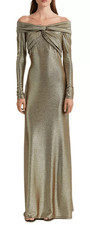 Lauren Ralph Lauren Metallic Off The Shoulder Gown NWT Size 8
