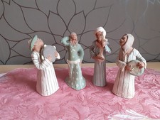 Vintage Tonfiguren - handgefertigt - 3 Musikanten mit T&auml;nzerin - &Auml;gypten