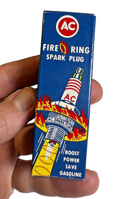 Vintage 1962 AC Fire Ring spark plug NOS box flame rocket Flint, Michigan