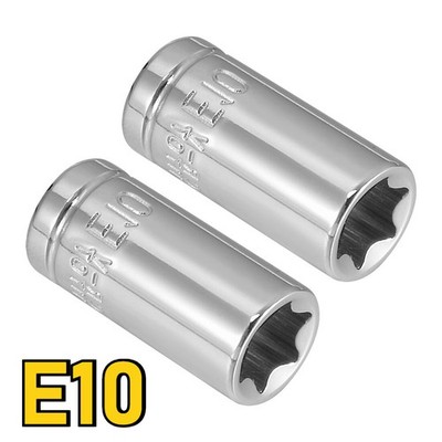 2Pcs 1/4-inch Drive E10 External Torx Shallow Socket Cr-V Steel Fast Shipping