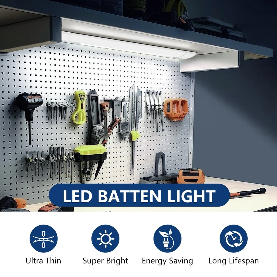 LED Strip Light 3FT 4FT 5FT Batten Tube Light Garage Ceiling Lamp Office Shop UK - Image 3 of 4
