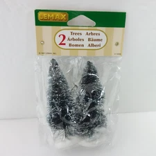 Lemax Coventry Cove 2 Bristle Trees 4” 14004 Evergreen Snow NEW in Package