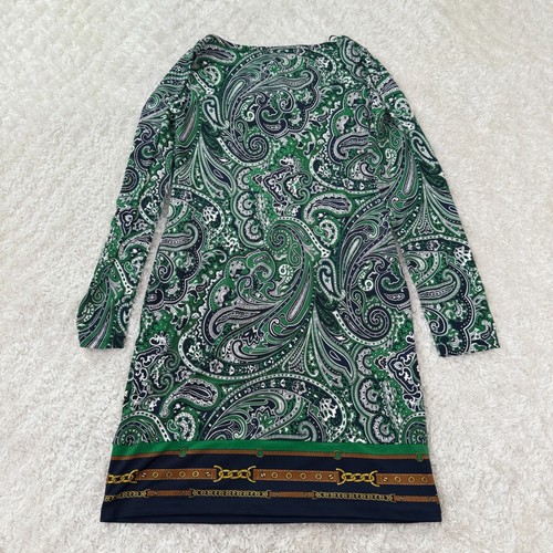 Michael Kors Dress Women's XL Paisley Print LS Chain Detail Career Office luxury - Picture 2 of 11