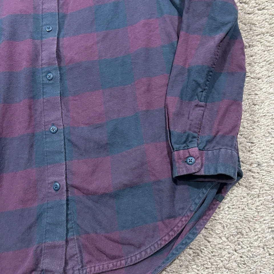 Camisa de franela Lululemon para mujer 8 día completo por delante a cuadros abotonados púrpura azul Foto 2 de 4