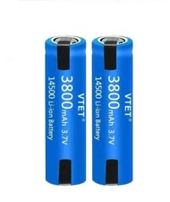 2 x  Akku 14500 3,7 V 3800 mAh TYP AA U Lötf...