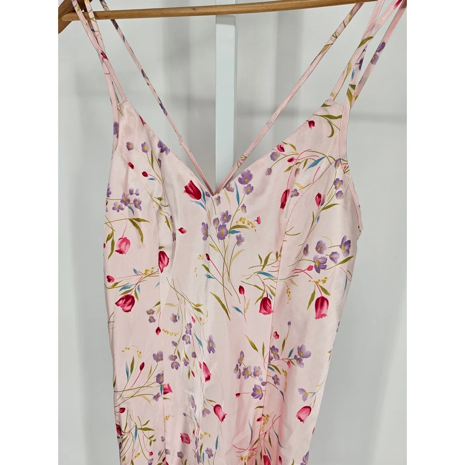 Camisón vintage años 90 Jaclyn Smith talla M rosa claro satinado floral cottagecore Foto 2 de 4
