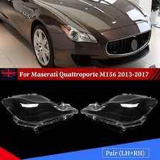 PAIR FOR MASERATI QUATTROPORTE MK6 M156 HEADLAMP HEADLIGHT LENS COVER 2013-2015