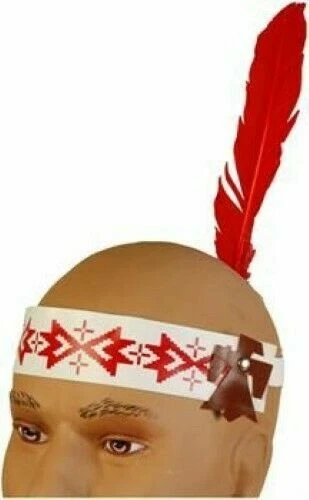 Disfraz de Nativo Americano Para Hombre 3 Piezas Dk Rd Pantalón con Flecos Camisa y Diadema de Plumas Lg Foto 2 de 2