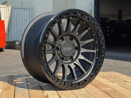 RRW RR7-V FLOW FORM MATTE BLACK & GLOSS RING *SET OF 5* 17x8.5 -12 ...