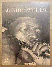 c.1970s Junior Wells Delmark Records Record Store Promo Poster Chicago Blues VG
