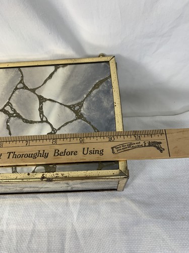 Vintage Verre Eglomise verspiegelte Schatulle Glas gold geädert Kunst Schmuck rauchig 1940er - Bild 13 von 15