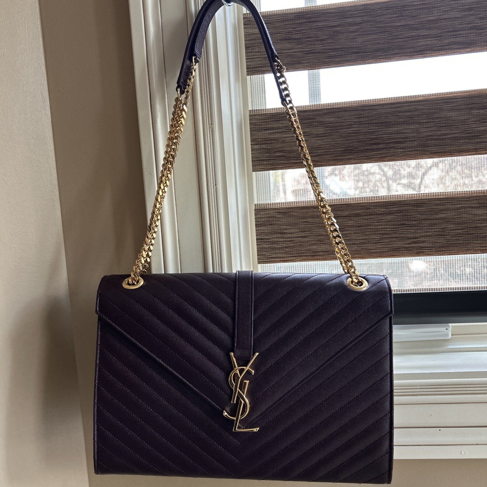 Borsa busta trapuntata Yves Saint Laurent YSL MATELASSÉ grande bordeaux chevron