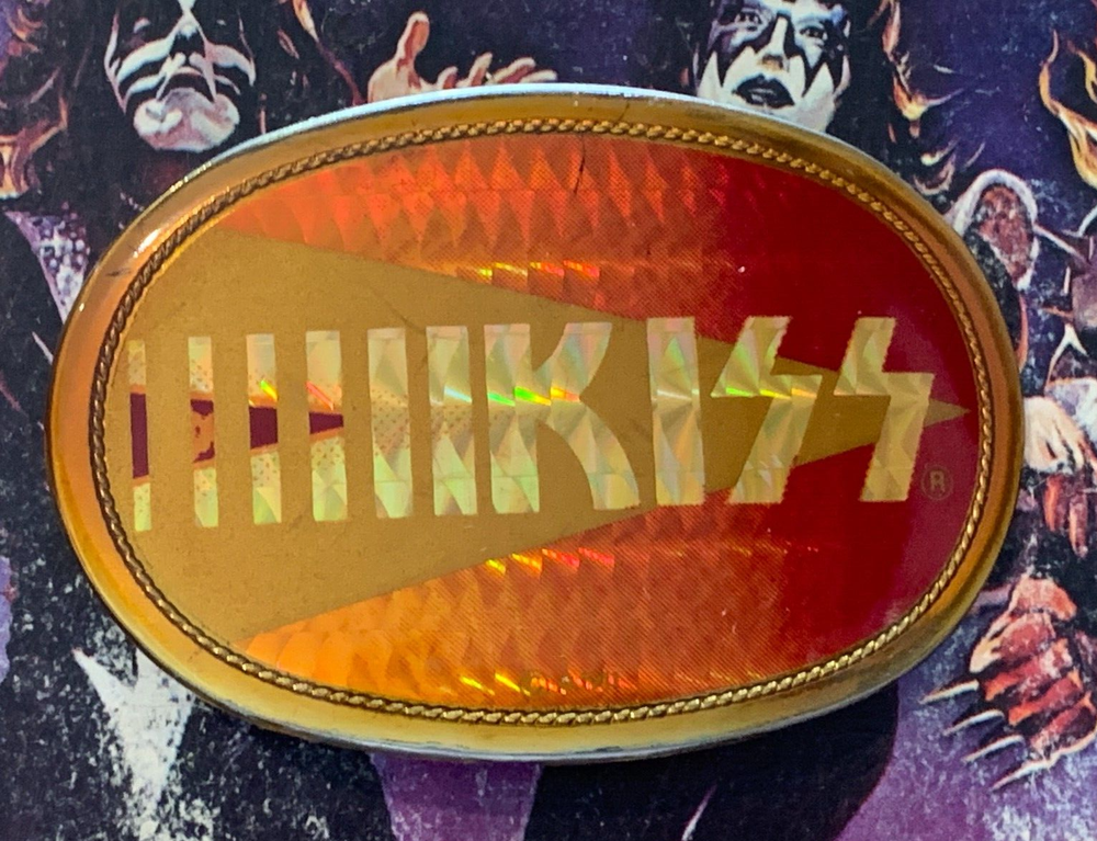 KISS ORANGE ARROW PRISM VINTAGE 1977 PACIFICA BELT BUCKLE ACE PETER GENE PAUL