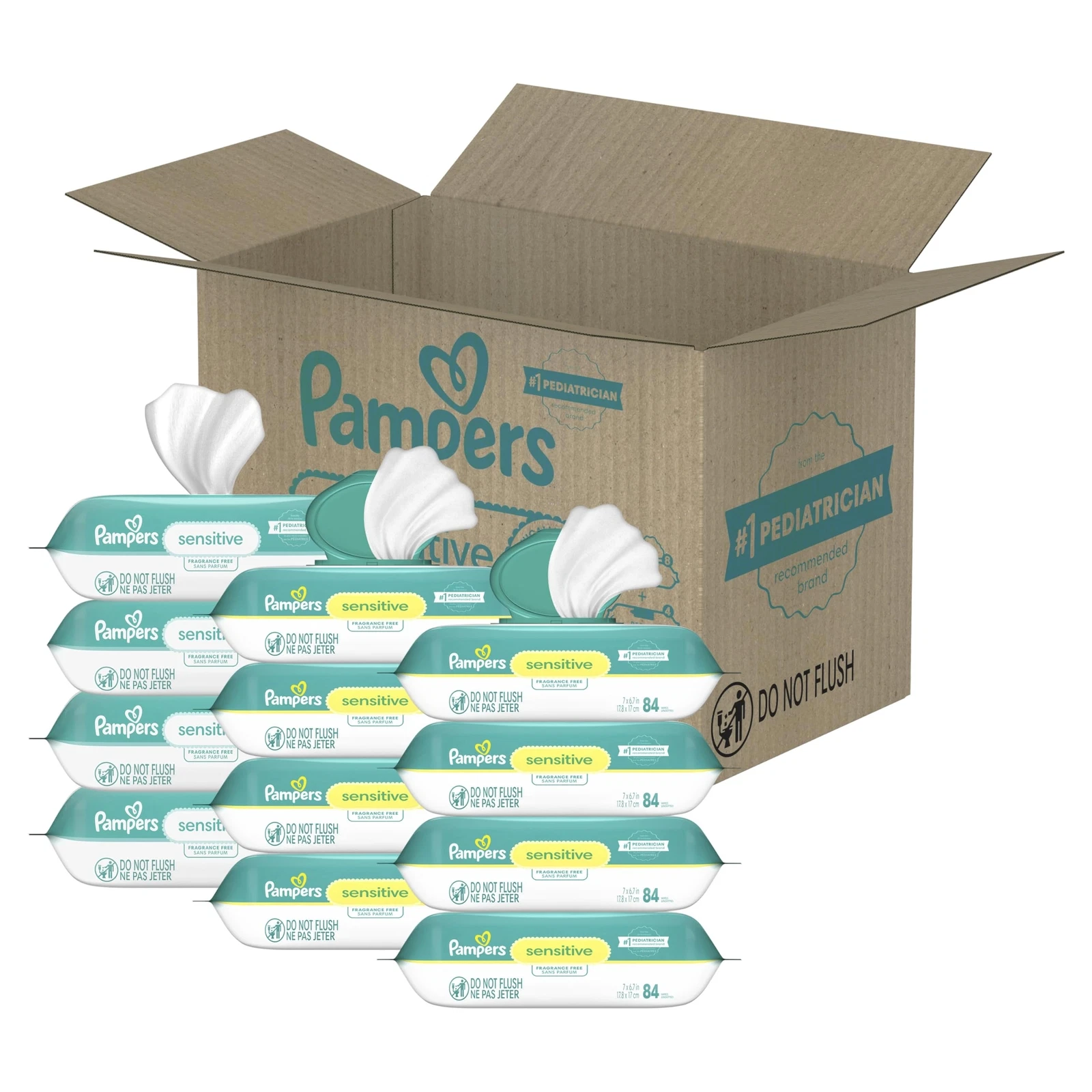 Pampers Sensitive Baby Wipes 84 Count Thick Soft Hypoallergenic And Gentle