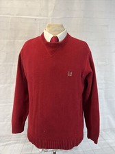 Vintage Tommy Hilfiger Men's Cherry Red 100 Cotton Crewneck Sweater Large