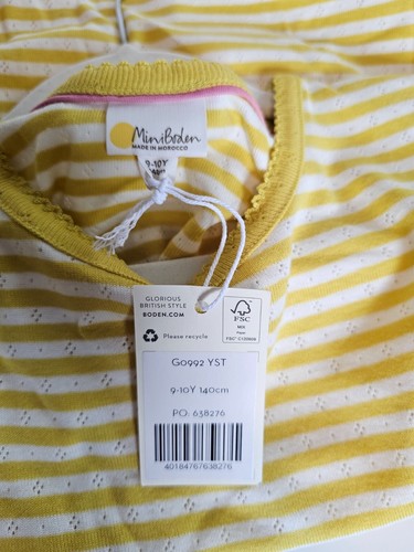 NWT Mini Boden Girls Midi Dip Dye Skirt Pointelle Top Yellow Pink Size 9-10 - Picture 7 of 12