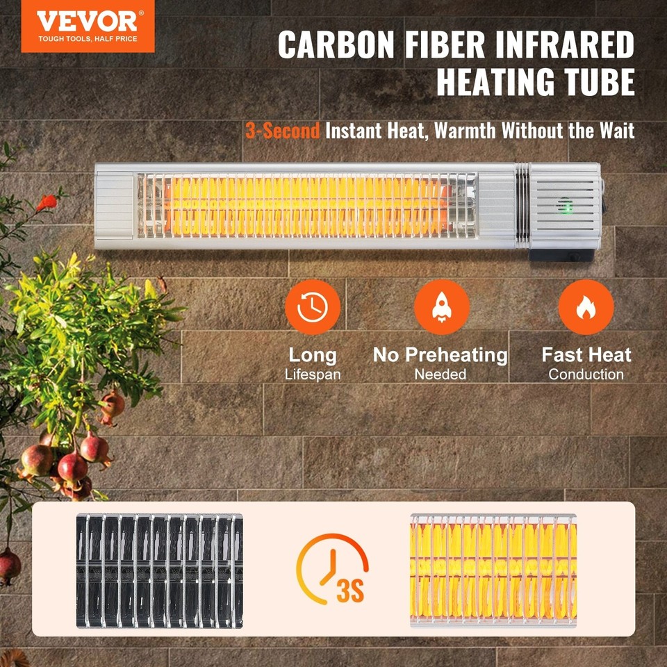 VEVOR Infrared Heater, 1500W Remote Control Electric Space Infrared