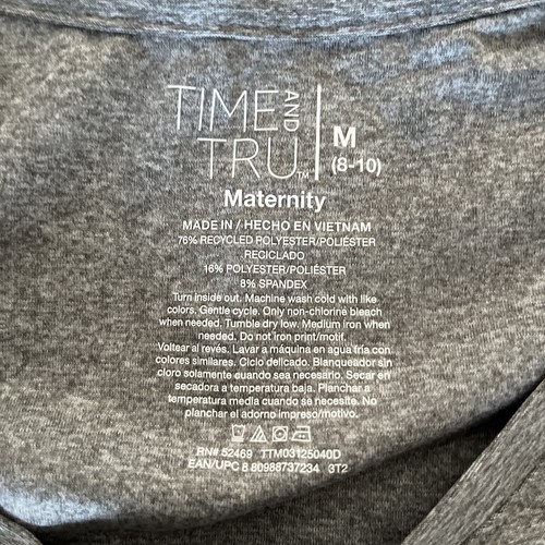 M (8-10) Time and Tru Women's Maternity Short Sleeve Graphic T-Shirt Gray - Picture 10 of 11