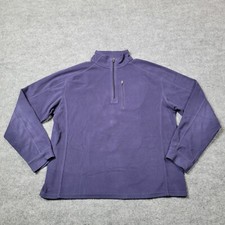 LL Bean Sweater Mens Medium Blue Fleece 1/4 Zip Pullover Sweatshirt Lightweight