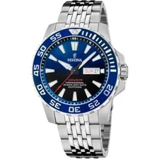 Festina Diver F206611 Mens Silver Stainless Steel Blue Analog Dial Wristwatch