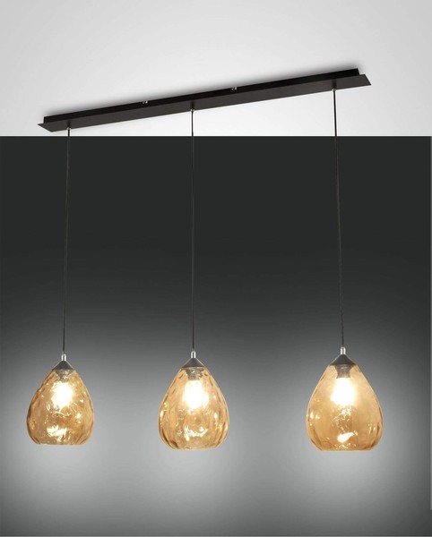 Fabas Luce Pendelleuchte Gisella E27 2000X1100Mm Bernstein-image