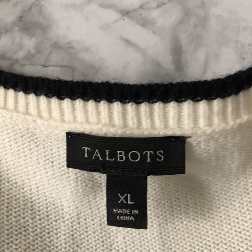 Talbots Fair Isle Pullover Sweater Womens Size XL Black Silver Shimmer Wool - Picture 4 of 17