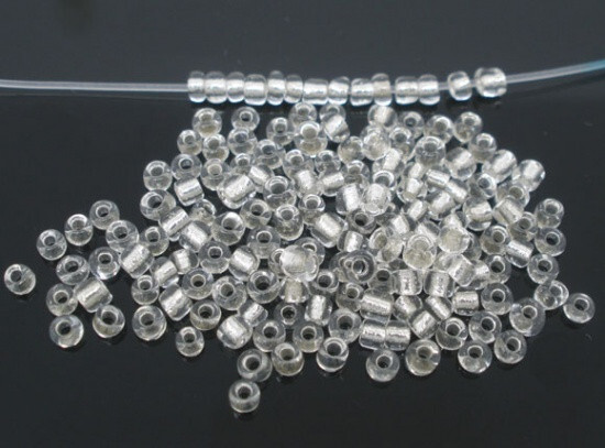 10/0 Glass Seed Beads Round Rocailles Clear About 2mm Dia Silver Lined 100 Grams