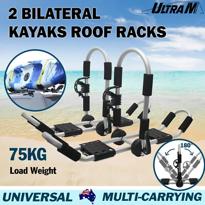 Universal Kayak Carrier Canoe Surf Ski Roof Rack Aluminum 2 Bilateral Holders - Picture 1 of 15