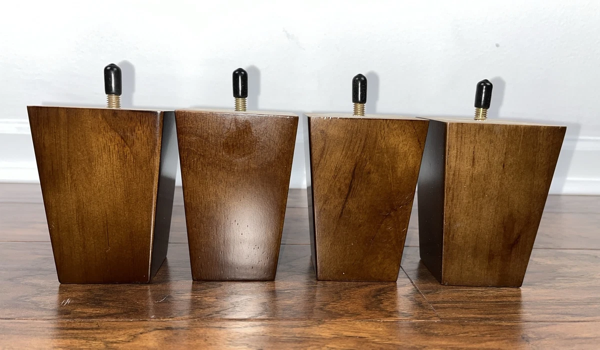 Square Tapered Wooden Sofa Legs 4 inch Furniture Couch Legs Dark