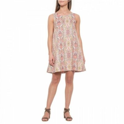 Rachel Zoe Women S Trapeze Mini Shift Dress Pink Aztec Rug Print Linen Preppy