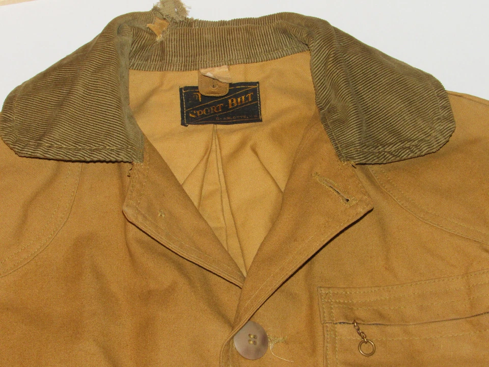 MEN'S VINTAGE CANVAS HUNTING JACKET, VEST & TROUSERS! SPORT-BILT! GAME POCKET! M - Image 3 of 4