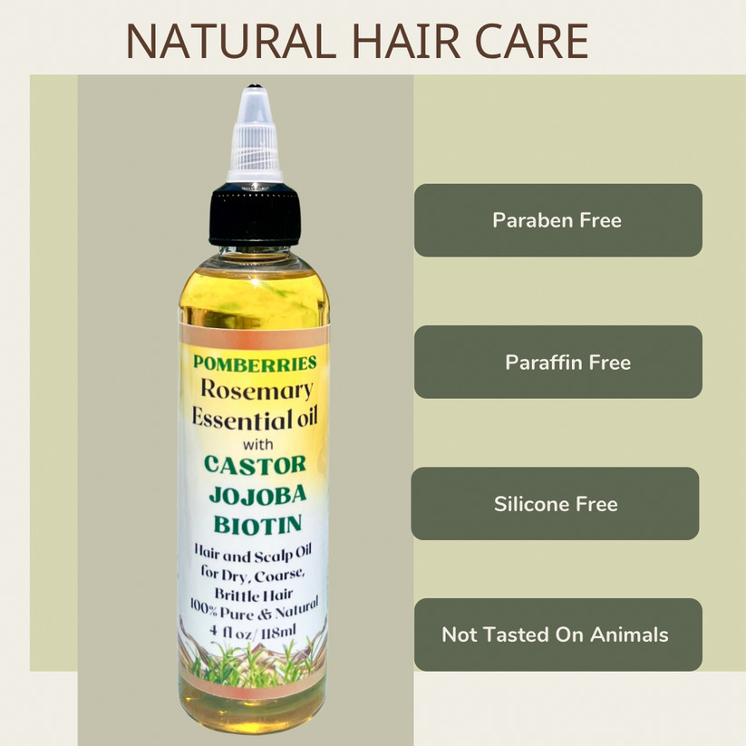 Rosemary Hair Growth Oil with Castor, Jojoba, Biotin for Black, Curly, Week Hair