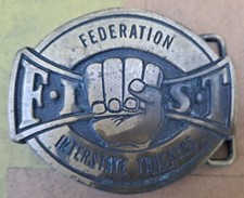 1978 FIST Federation Interstate Truckers Metal Belt Buckle Vintage