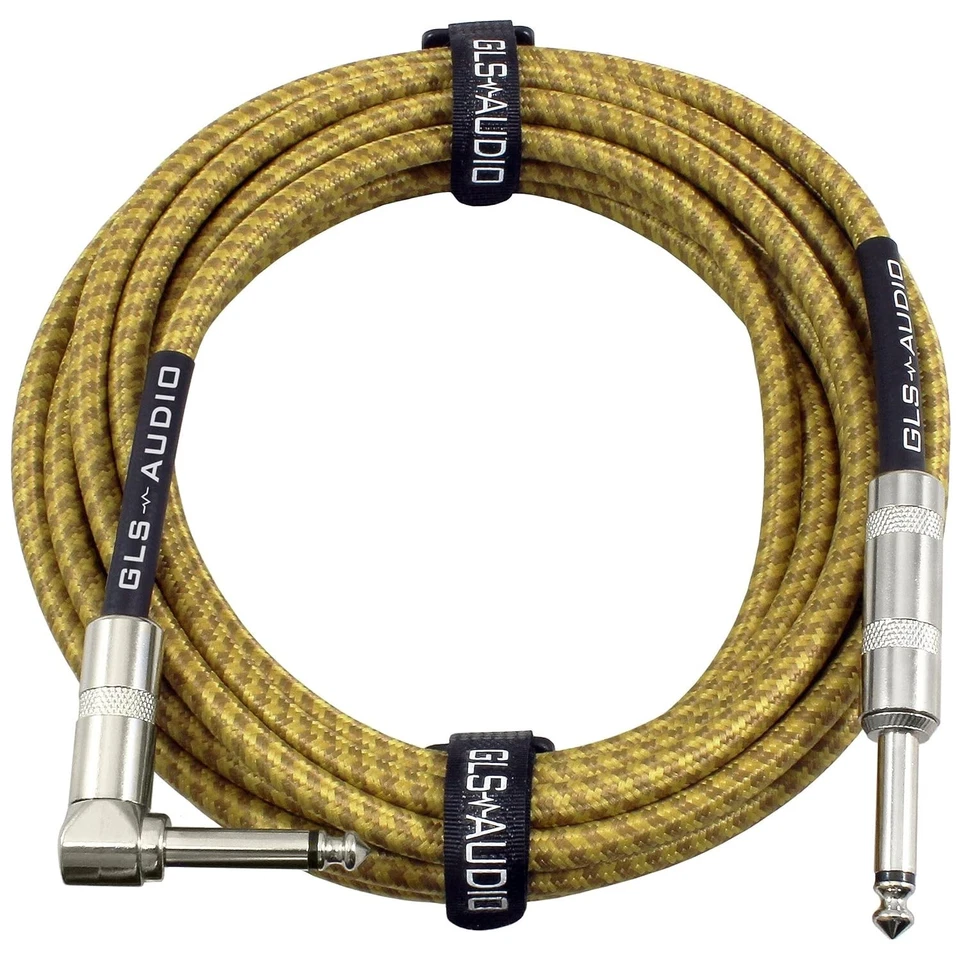 Cable duradero para guitarra eléctrica de 20 pies con conector de ángulo recto y tweed trenzado Foto 3 de 4