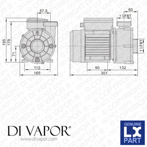 LX WTC50M Pump 0.35HP Hot Tub Pump | 230V/50 | 1.0 Amps Spa Water Bath Lx Wtc50m - Picture 2 of 5